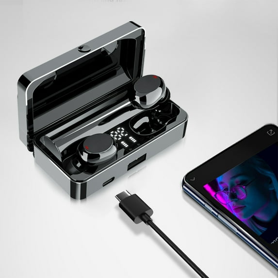 Oggfader Wireless Earbuds Wireless Earbuds Bluetooth In Ear Weight Headphones Built in Microphone Immersive Sound With Charging Case Black