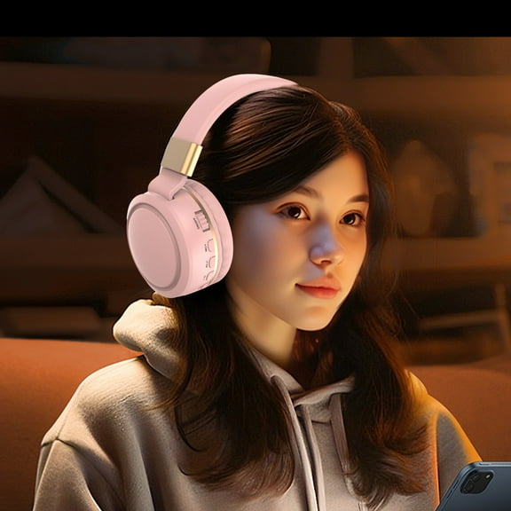 Oggfader Wireless Earbuds Wireless Headphones Bluetooth Earphone HIFI Stereo Headset Mode Gaming Earbuds Over The Ear Headphone Pink