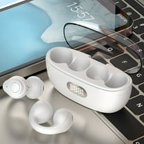 Oggfader Wireless Earbuds Wireless Headset Bluetooth 5.3 Headset With Wireless Charging Case Extra Long Playing Cell Phone Charging Function Built in Microphone Sports Headset White