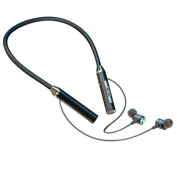 Oggfader Wireless Earbuds long Battery Life Wireless Earplugs Neck mounted Noise reducing Stereo Headset With Microphone Black