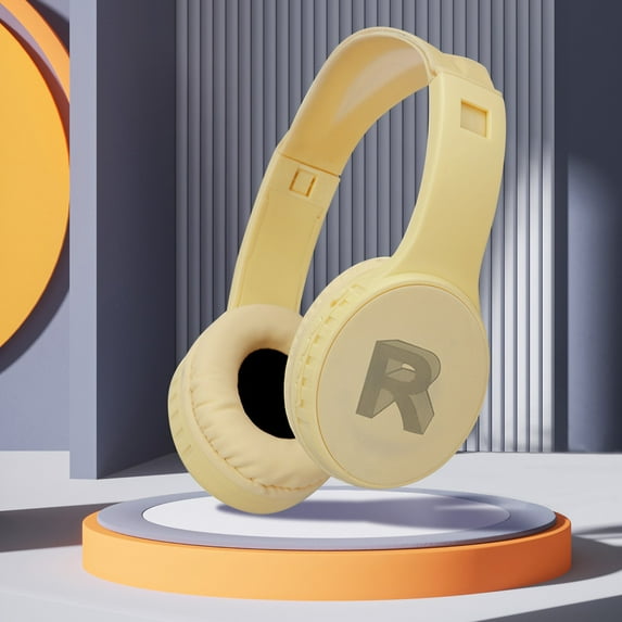 Oggfader Wireless Headphones Bluetooth 5.3 Wireless Headset With High definition Calling Intelligent Noise Reduction Strong Battery Life Card Insertion Bluetooth Headset Yellow