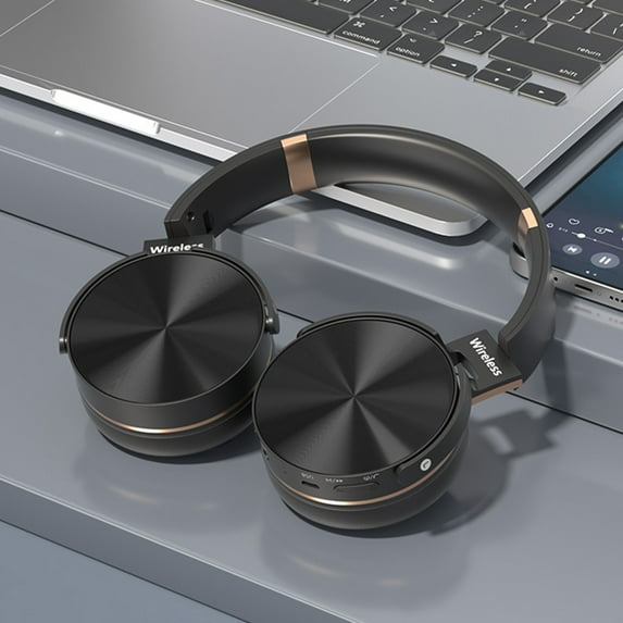 Oggfader Wireless Headphones Headset Bluetooth Wireless Headphones Noise Cancellation Sports Plug in Wireless Headphones Black