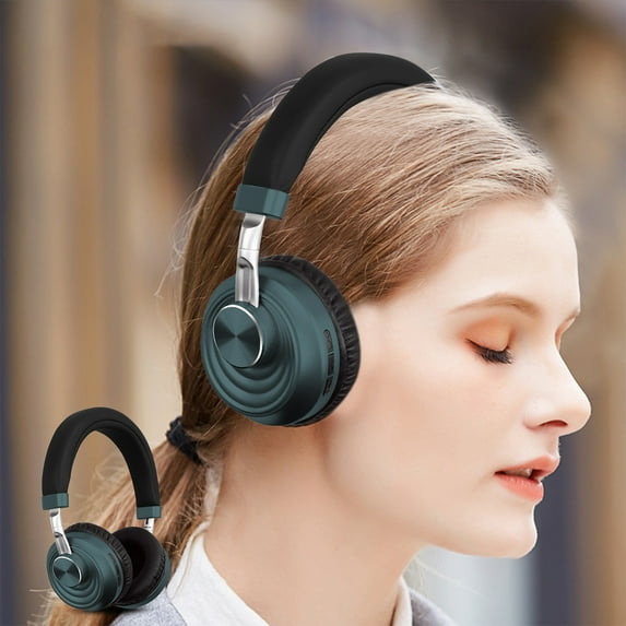 Oggfader Wireless Headphones Metal Headset Intelligent Wireless Noise cancelling Folding Bluetooth Headphones Music Sports long Standby Range Wireless Headphones Green