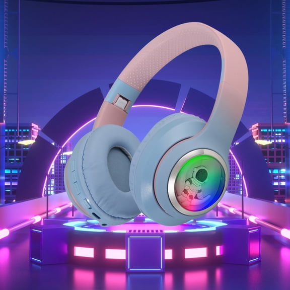 Oggfader Wireless Headphones Wireless Earphones Bluetooth 5.3 Head Mounted High definition Calling HIFI Sound Quality Long Battery Life Plug in Bluetooth Earphones Blue