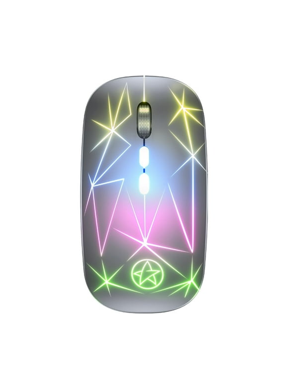 Oggfader Wireless Mouse for Laptop A20 Wireless Mouse Glow Charging RGB Game Office 5-Key Metal Roller Silver