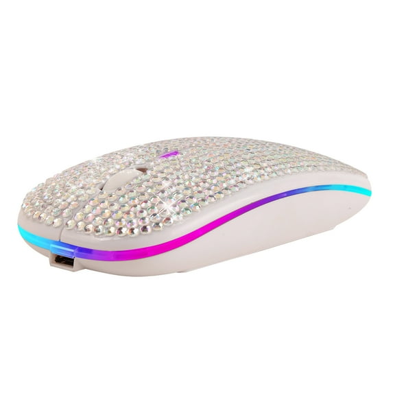 Yarino Wireless Mouse for Laptop Dazzling Rechargeable 2.4GHz Ultra Thin Wireless Mouse Covered Wwith Crystal White