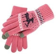 thumbnail image 1 of Oggfader Women's Winter Knitted Gloves, Full Finger Touchscreen, Warm Brushed Interior, Long Sleeve with Reindeer Pattern, Outdoor Christmas Accessories, 1 of 4