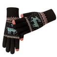 thumbnail image 1 of Oggfader Women's Winter Knitted Gloves - Touchscreen Full Finger, Warm Brushed Interior, Christmas Reindeer Pattern, Long Cuff for Outdoor Use, 1 of 4