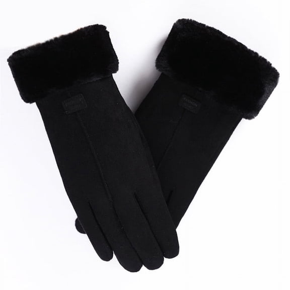 Oggfader Women's Winter Warm Gloves, Suede with Velvet Lining, Windproof & Touchscreen Compatible for Cycling, Dog Walking & Outdoor Activities