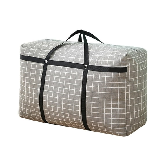 Oggfader XL Large Capacity Oxford Storage Bag - Gray Checkered, Compression Layer with Handles for Quilts, Clothes, Moving & Travel