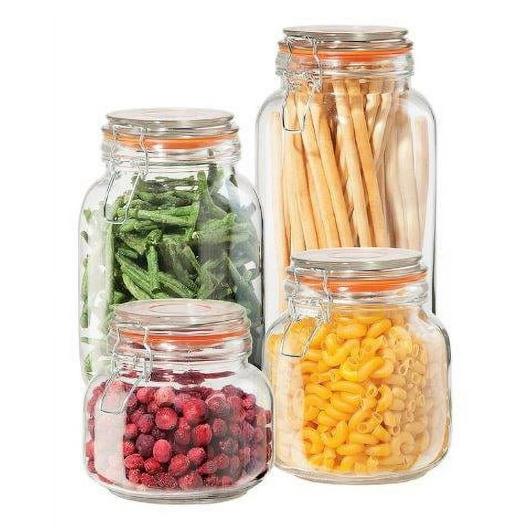 Oggi 4 Piece Airtight Glass Canister Set with Clamp Lids and