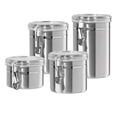 thumbnail image 1 of Set of 4 Stainless Steel Clamp Canisters w/ Clear Lids (26, 36, 47, 62 oz), 1 of 8