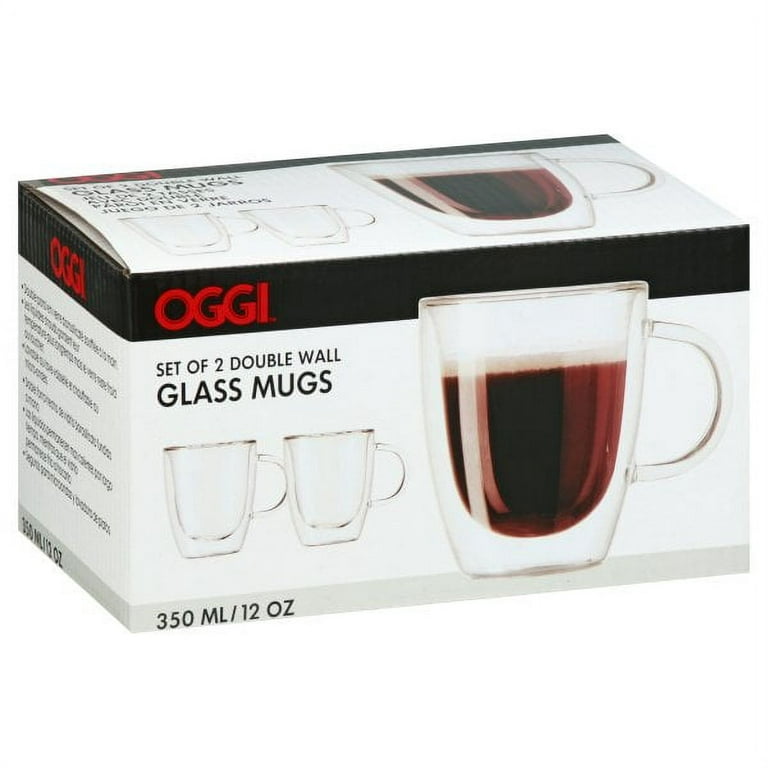 Oggi Double Wall Glass Cappuccino Mugs (Set of 2)