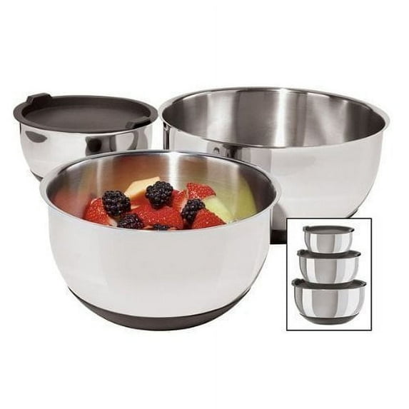 Oggi 7287.0 Stainless Steel 3-Piece Bowl Set with Lids