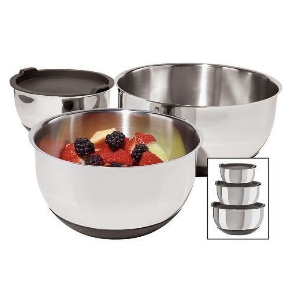 Stainless Steel Mixing Bowl Set with Lids and Non-Skid Bases