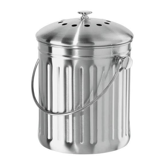 Oggi 7320 Stainless Steel Countertop Composting Bin with Charcoal Filters