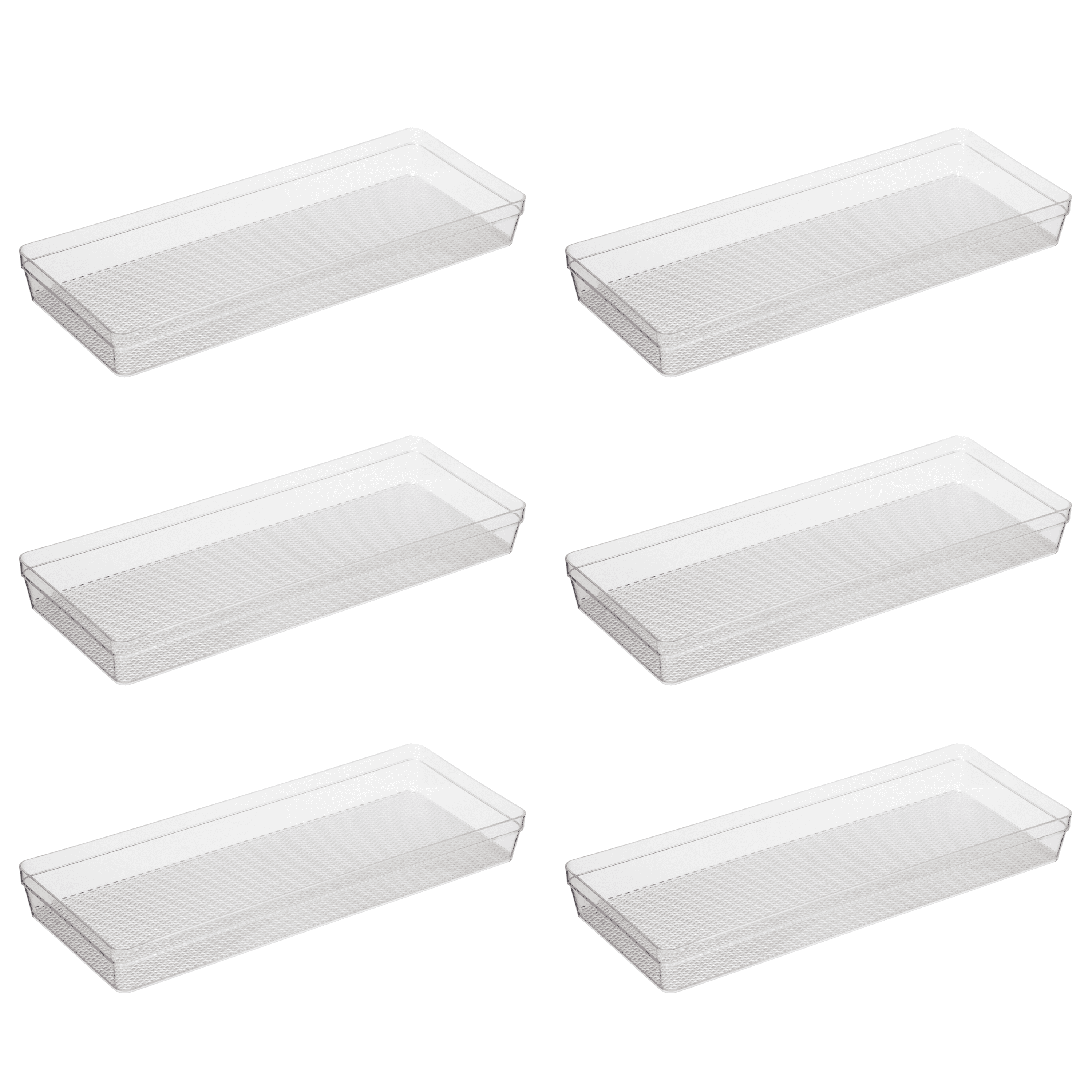Oggi Clear Drawer Organizers Width 6" x Length 15" (Set of 6