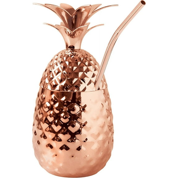 Oggi Copper Pineapple Cup with Straw