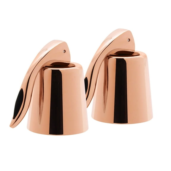 Oggi Copper Plated Stainless Steel Airtight Bottle Stopper, Set of 2