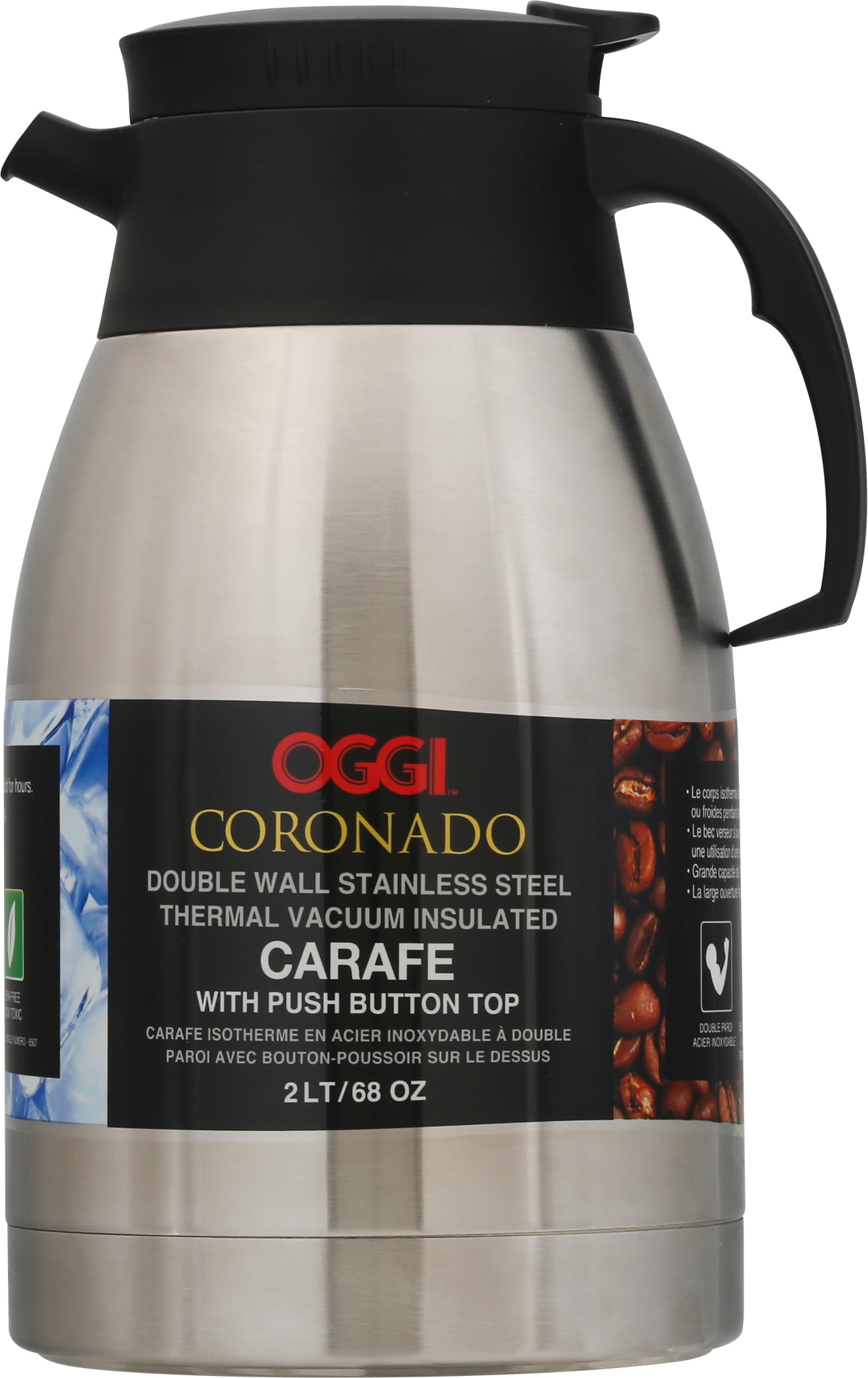 Restpresso 20 oz Black Thermal Coffee Carafe / Server - 6 1/2 inch x 5 inch x 8 inch - 10 Count Box