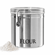 Oggi Jumbo 8" Stainless Steel Flour Clamp Canister - Airtight Food Storage Container Ideal for Kitchen & Pantry Storage of Flour or other Bulk, Dry Foods.