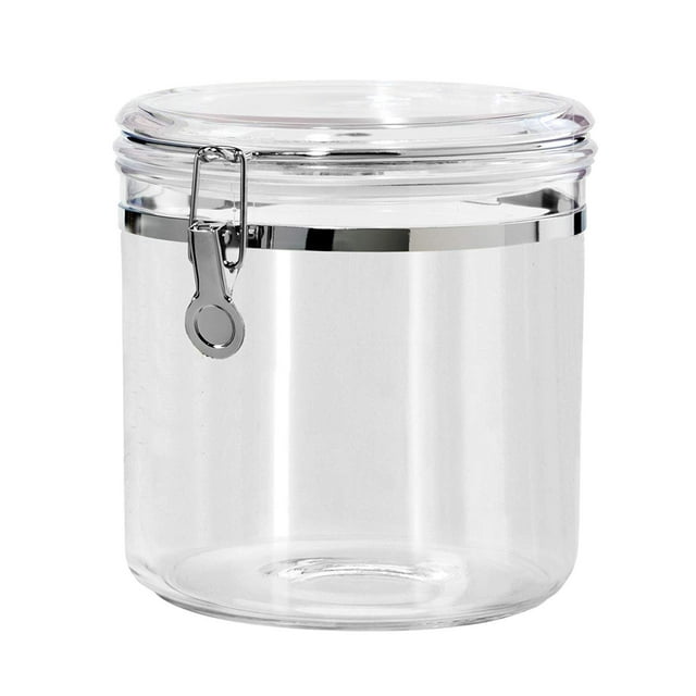 Oggi Jumbo Clear Canister with Clamp Lid, 150 oz Airtight Food
