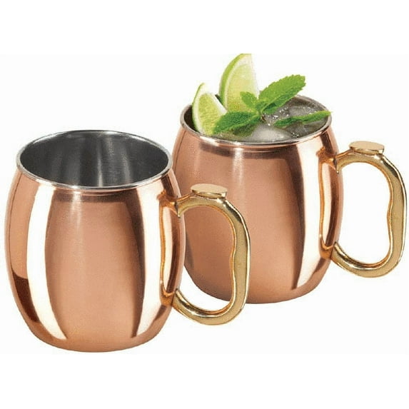 Oggi Set of 2 Stainless Steel Moscow Mule Mugs (590 ml, 20 oz) - Copper Plated