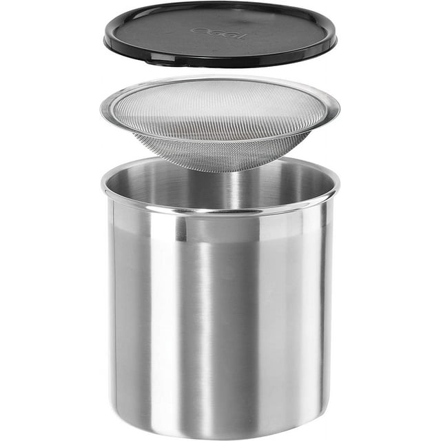 Oggi Stainless Steel Jumbo Grease Container with Removable Strainer and