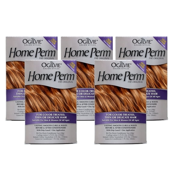 Ogilvie Home Perm for Color-Treated, Thin or Delicate Hair, 1 Application - 5 Pack