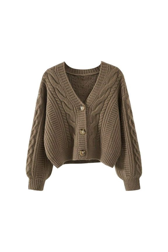 Clearance Women Tops Cardigan Sweaters for Women Womens Solid Color Sweater Women Vintage Tops Loose Outer Wear V Neck Short Knitted Cardigan Ja One Size Clearance sale