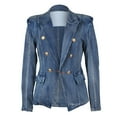 thumbnail image 1 of Ogiraw Clearance Womens Tops Jackets For Women Women'S Denim Jackets Women'S Slim Fit Denim Tailored Double Breasted Pockets Jeans Jacket S-XXL, 1 of 5