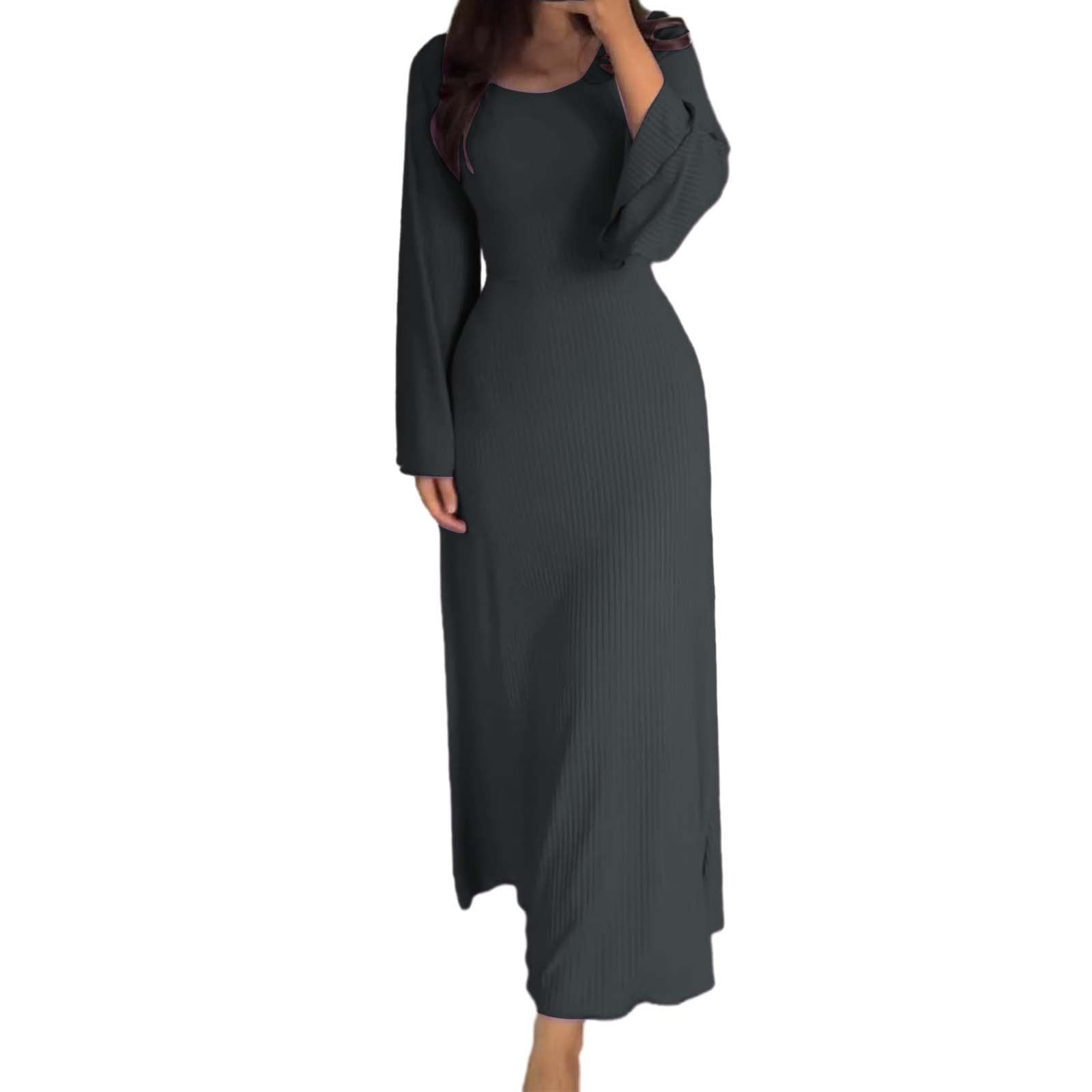 Ogiraw Long Sleeve Dress for Women, Women Elegant Bodycon Dress Crew