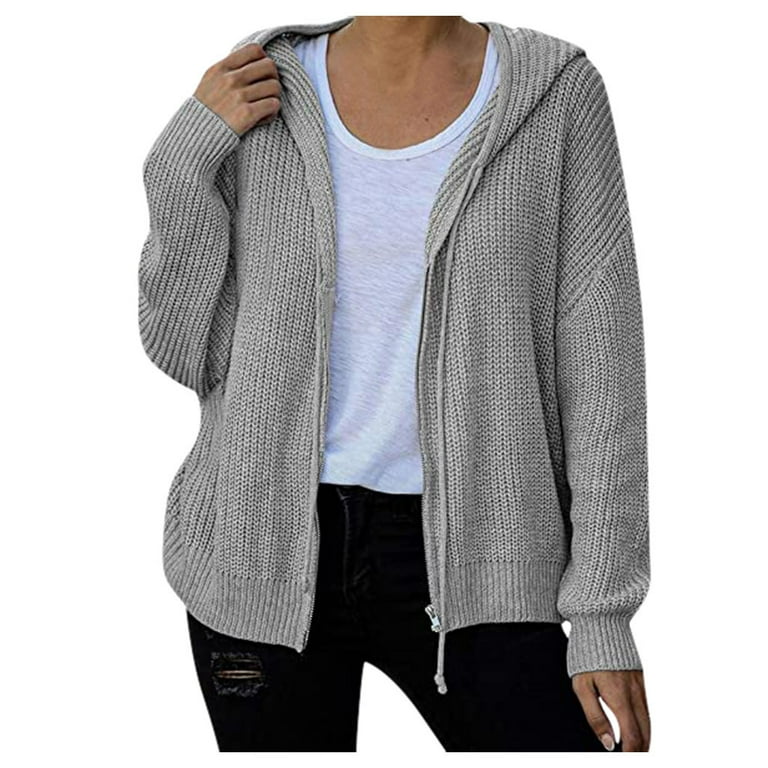 Sweater Jacket Ladies Zippered Sweaters Women's Round Neck Zipper