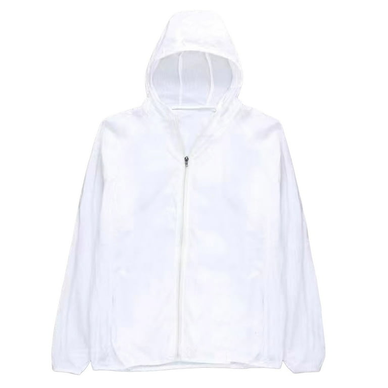 Ogiraw Tops for Men Jackets for Men Zip Up Jacket Male Solid Color Hooded Sun Clothing Jacket Lightweight Close Fitting Sports Outdoor Long Sleeve Zipper Jacket White Walmart