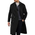 thumbnail image 1 of Ogiraw Tops for Men Trench Coat Men Workout Jacket Winter Warm Solid Pocket Woolen Coat Men's Thick Coat Men's Mid Length Black, 1 of 5