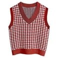 thumbnail image 1 of Ogiraw Womens Sweater Vest Women Casual Print Sleeveless V Neck Ribbed Knit Split Pullover Sweater Vest Blouse Womens Puffer Coat Red2 S, 1 of 3