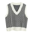 thumbnail image 1 of Ogiraw Womens Sweater Vest Women Casual Print Sleeveless V Neck Ribbed Knit Split Pullover Sweater Vest Blouse Womens Puffer Coat White L, 1 of 4