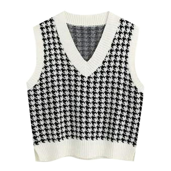 Ogiraw Womens Sweater Vest Women Casual Print Sleeveless V Neck Ribbed Knit Split Pullover Sweater Vest Blouse Womens Puffer Coat White XXL