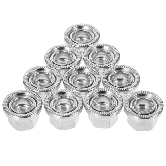 Ogitude 10pcs Bike Nuts Wheel Axle Nut Bike Steel Flanges Nuts Hub Flanged Axle Nut