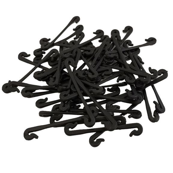 Ogitude 50pcs Vines Tied Buckles Fixed Strapping Clips Fastener Lashing Hooks Bundled Buckle Grape Vines Vegetable Clips for Garden Plants(Black)