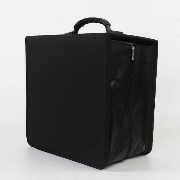 Ogitude CD Case 500 Capacity PU Leather DVD Case Holder Large DVD Organizer with Handle Plastic CD DVD Disc Cases Storage Binder Wallet for Car Home Office Travel Black