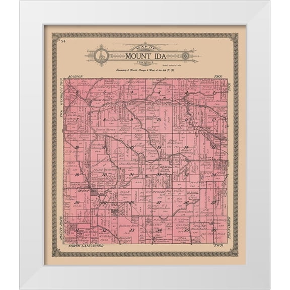 Ogle 12x14 White Modern Wood Framed Museum Art Print Titled - Mount Ida Township Wisconsin - Ogle 1918