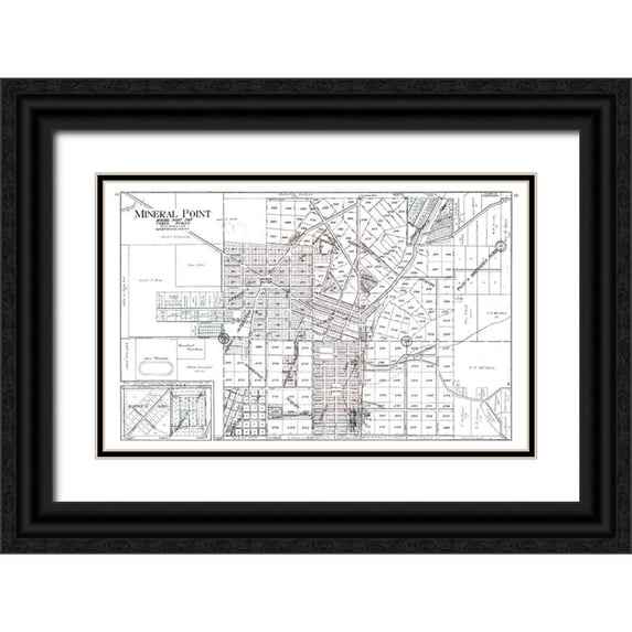Ogle 14x10 Black Ornate Wood Framed with Double Matting Museum Art Print Titled - Mineral Point Wisconsin - Ogle 1915