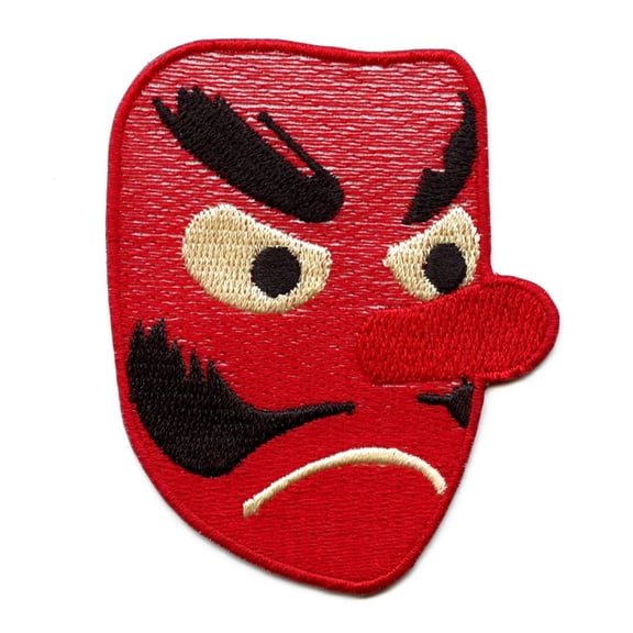 Ogre Mask Japanese Emoji Patch Tengu Red Mask Embroidered Iron On