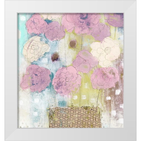 Ogren, Sarah 15x16 White Modern Wood Framed Museum Art Print Titled - Lavender and Lime Flowers in Vase