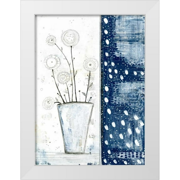 Ogren, Sarah 19x24 White Modern Wood Framed Museum Art Print Titled - White and Navy Floral
