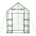 thumbnail image 1 of Ogrow Machrus  Deluxe Walk-In Greenhouse with 3 Tiers and 6 Shelves -  Clear Cover - White, 1 of 7
