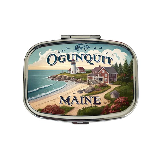 Ogunquit, Maine ME Travel City State Stamp Small Travel Handbag Pill Box Case