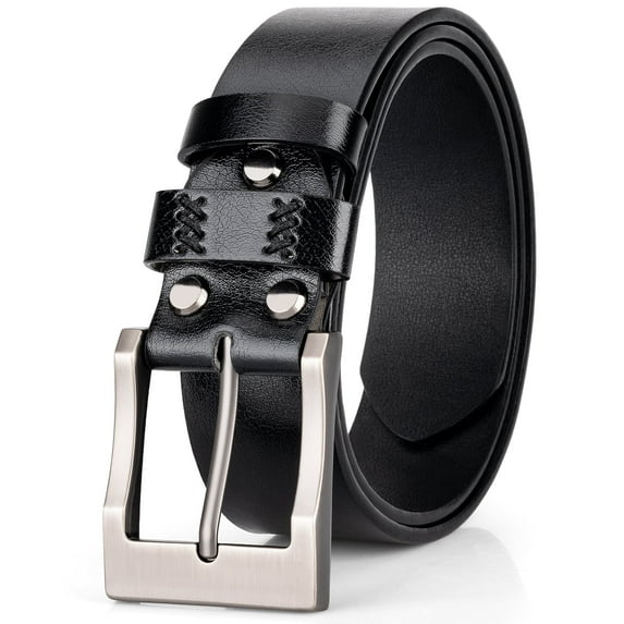Ogusmenut Belts for Men Black Men Belts with Silver Metal Buckle Classic Work Business Dress Belt