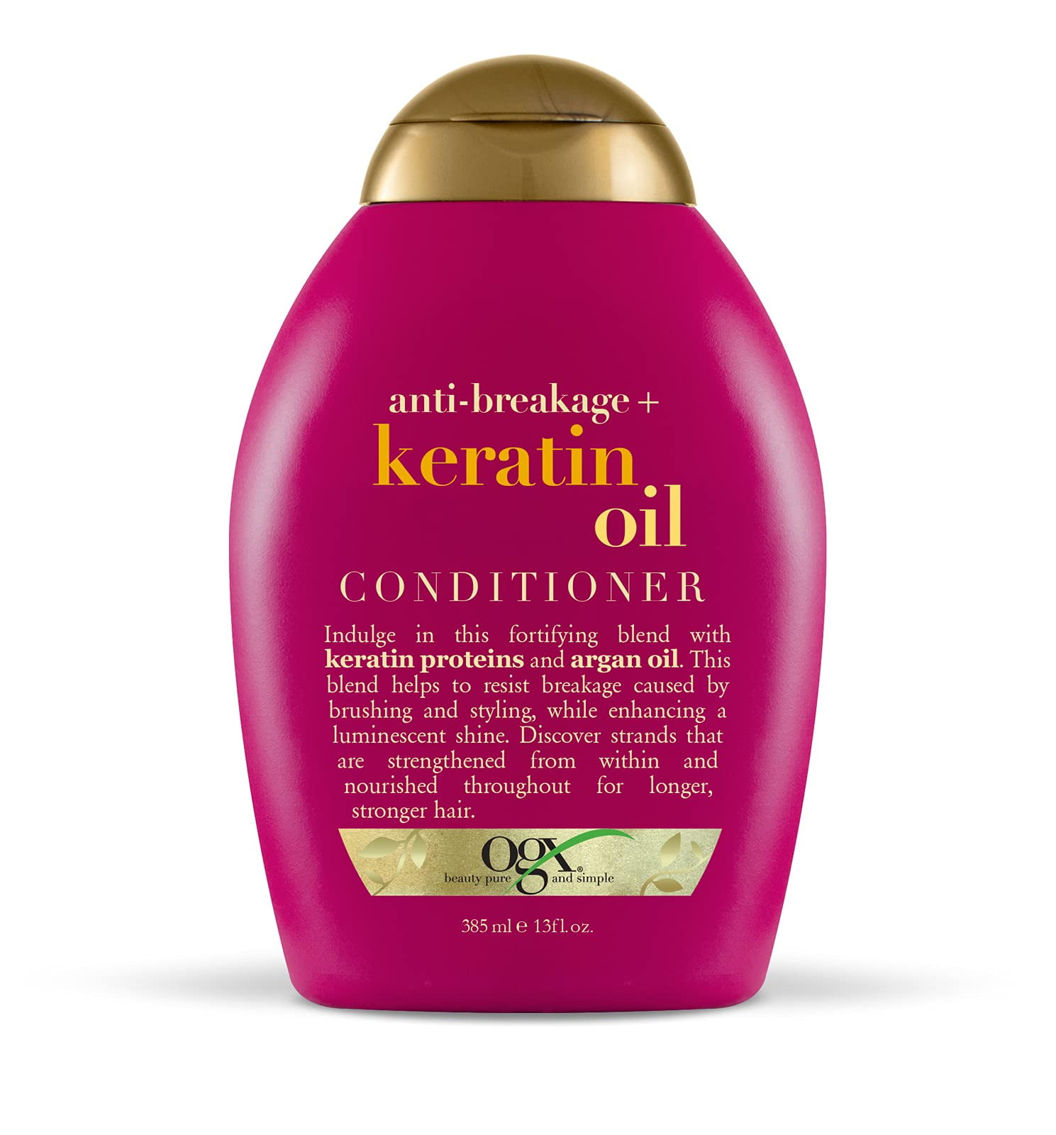 Ogx Anti-Breakage + Keratin Oil Fortifying Anti-Frizz Conditioner For Damaged Hair & Split Ends, With Keratin Proteins & Argan Oil, Paraben-Free, Sulfate-Free Surfactants, 13 Fl Oz